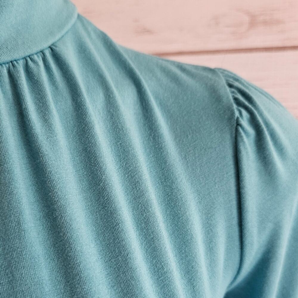 The Limited Teal Puff Sleeve Mock Neck Top sz xs - Picture 3 of 4